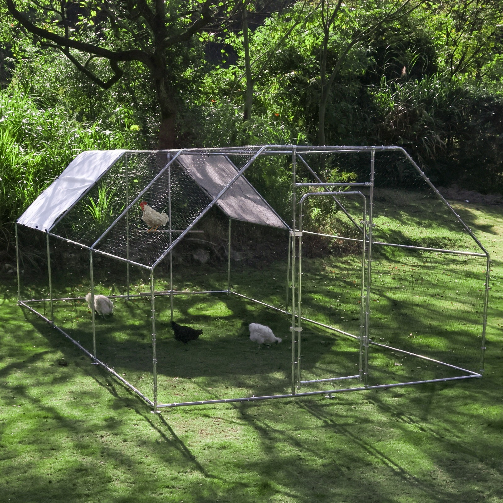 Walnest 20ft x 10ft x 6.5ft Large Metal Walk-in Chicken Coop Run Cage Hen House