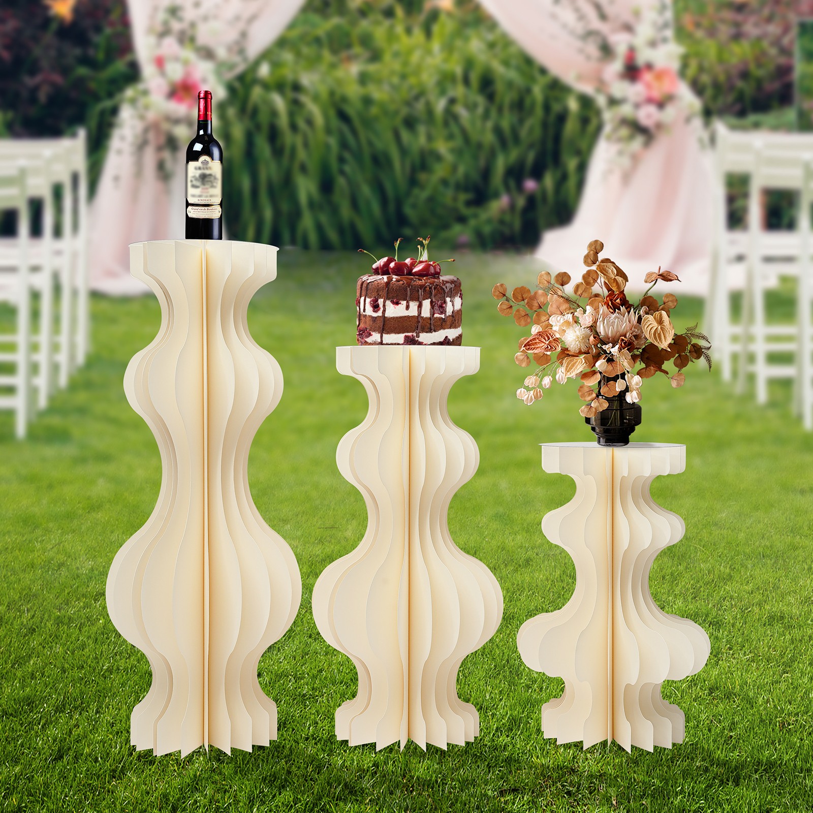 3pcs Foldable Cardboard Centerpiece Display Vase-shape Display for Wedding Party