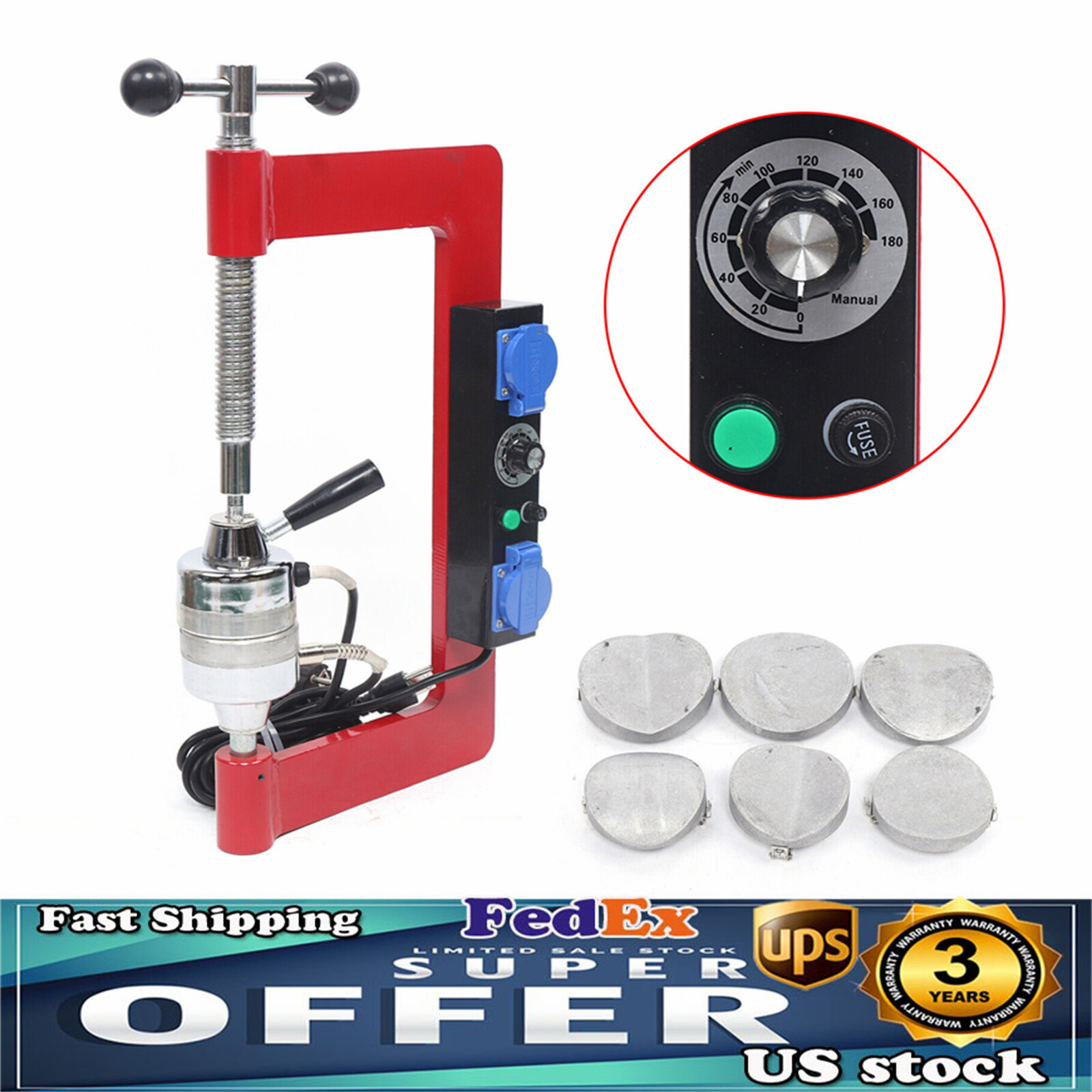 Tire Patch Repair Tool Kit Spot Hot Vulcanizing Machine + 6 Mold Car Vulcanizer