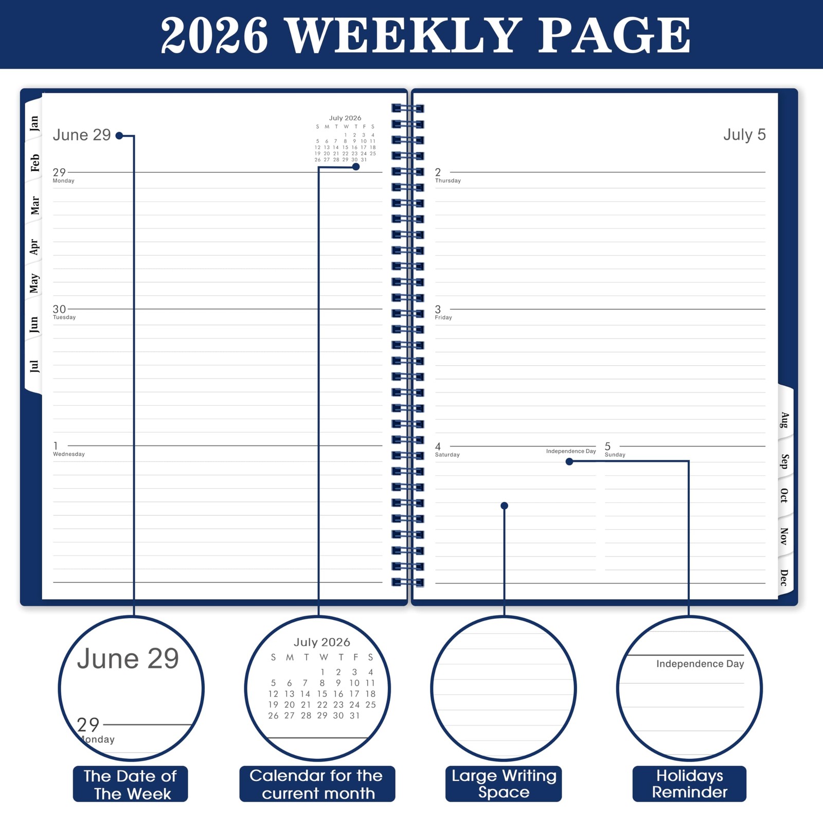 2026 Planner - Jan 2026 - Dec 2026, 2026 Planner Weekly and Monthly, 2026 Cal...