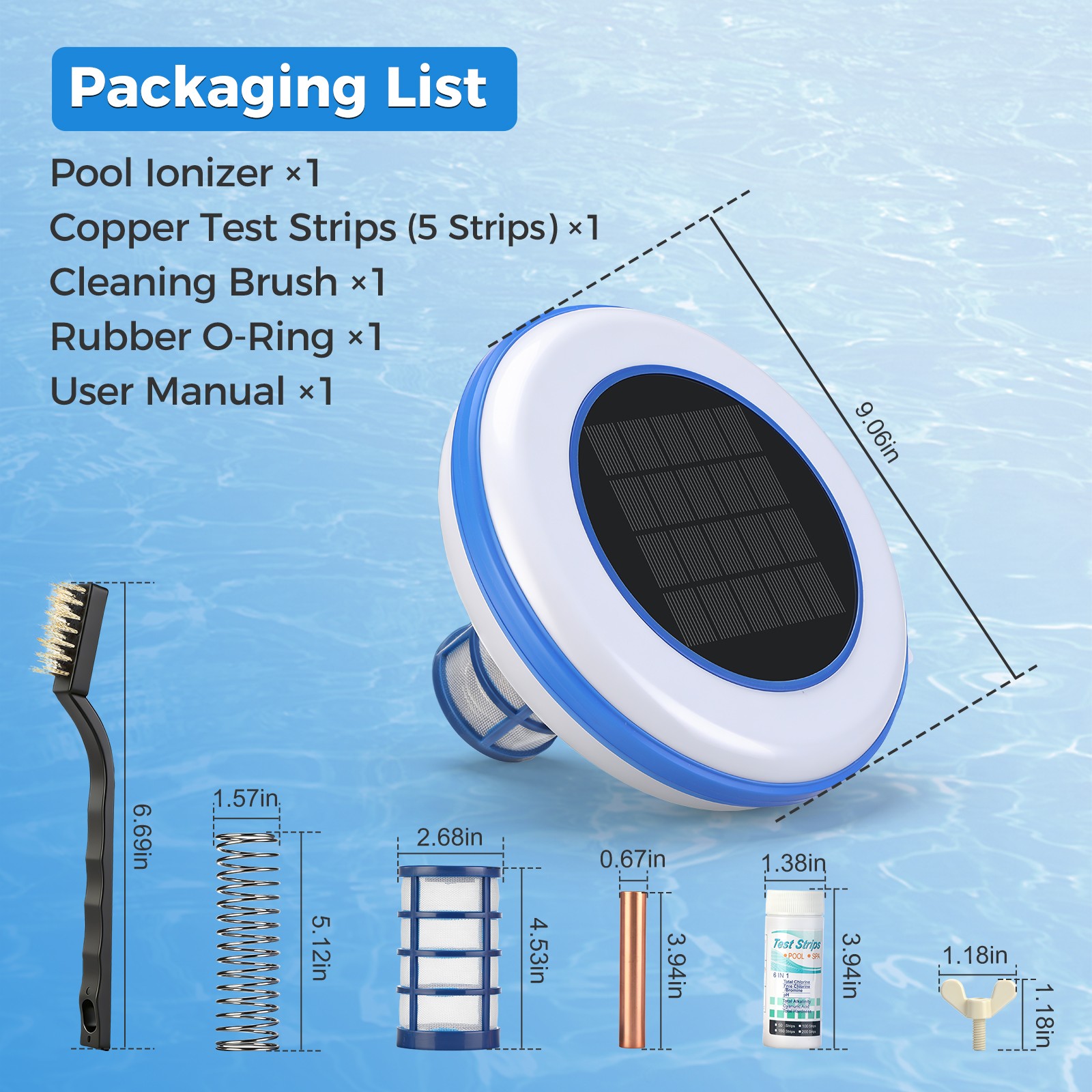 Solar Pool Ionizer Chlorine-Free Water Purifier Up to 45,000 Gal Pool Cleaner