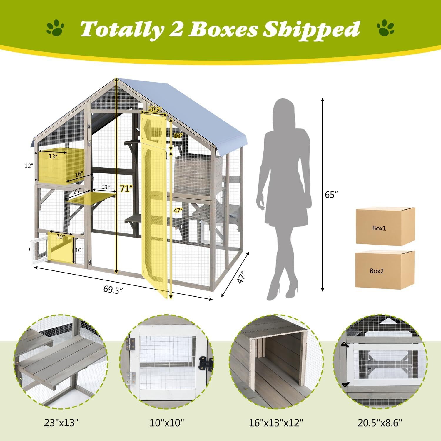Petscosset Cat Catio Outdoor Enclosure Outside Patio Large Catio House