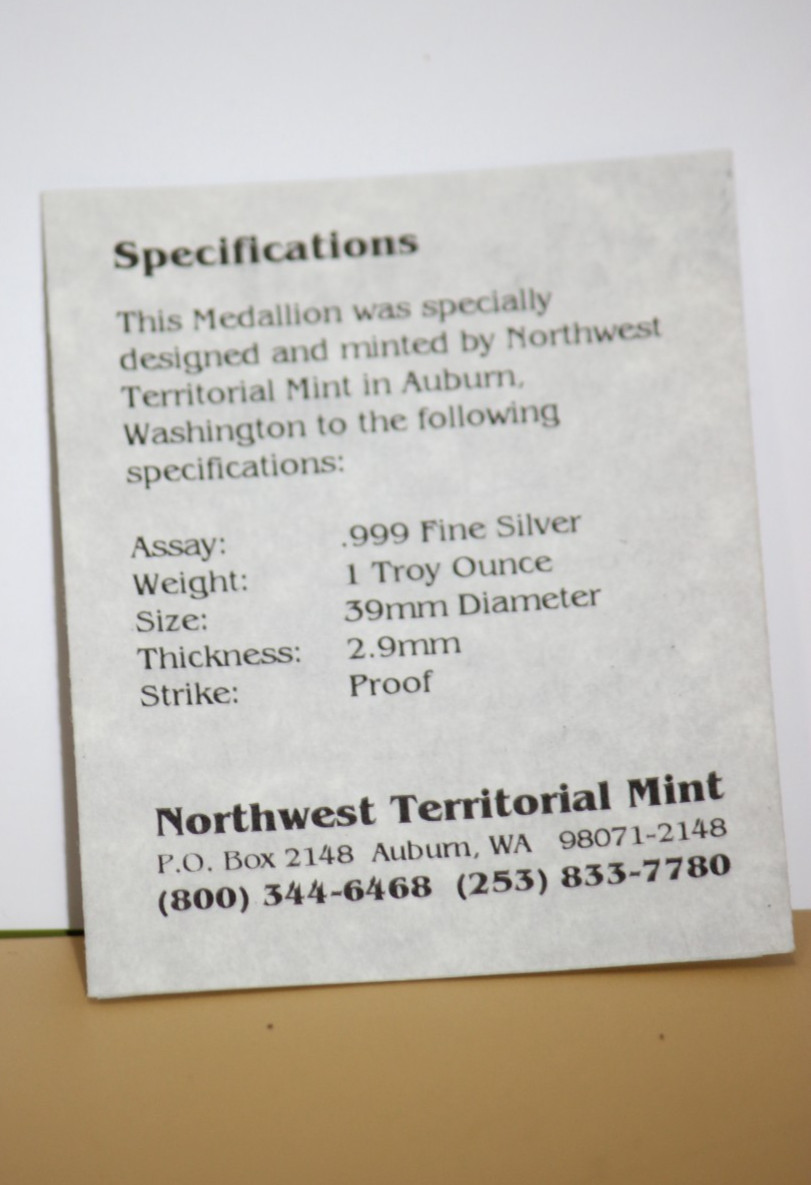 Seattle Golf Club Centennial 1900-2000 1 troy ounce Silver Gold Overlay Coin COA