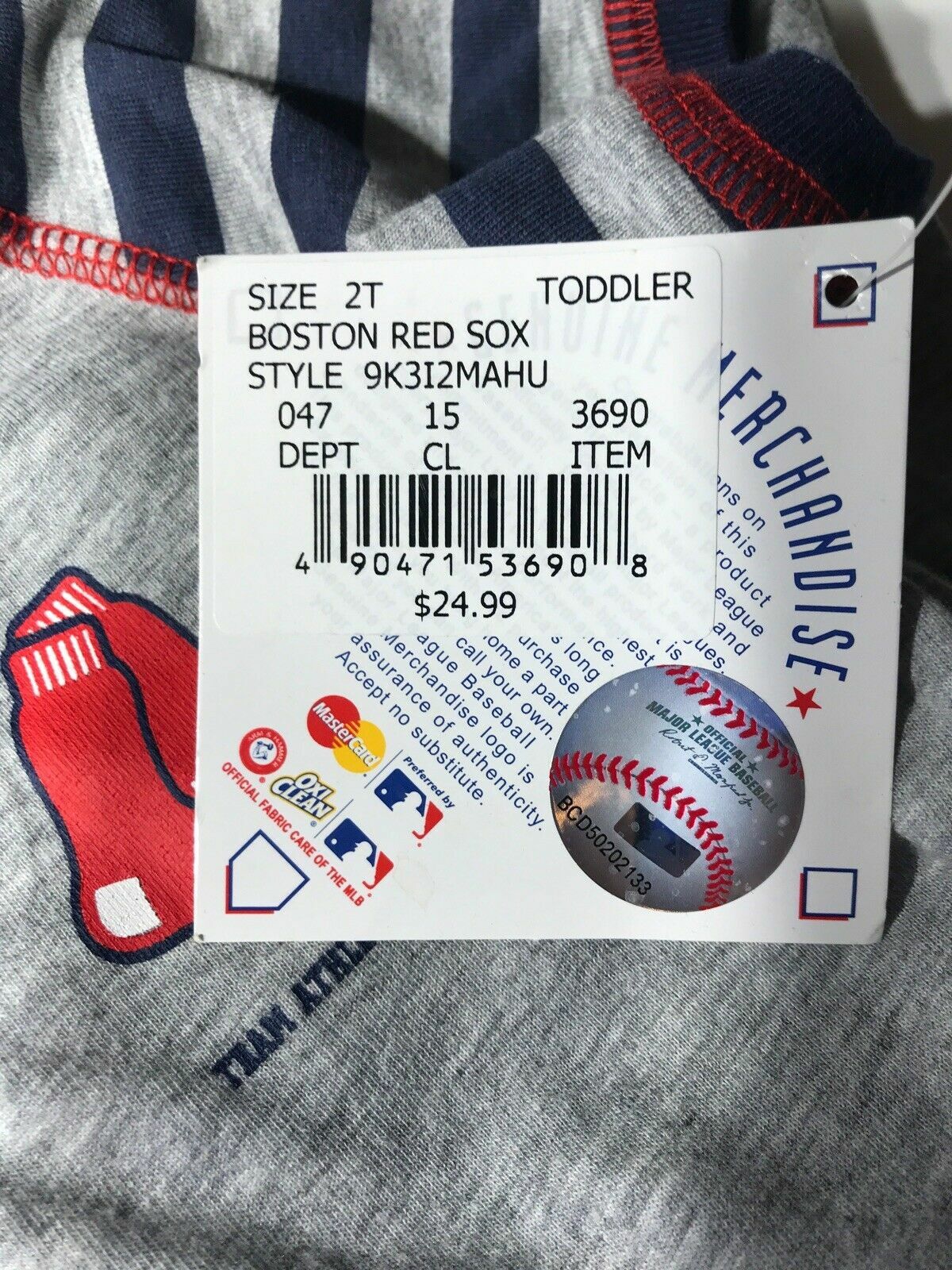 Toddler Girl's Boston Red Sox Striped Gray Dress - 18m, 2t, 3t, 4t - New!