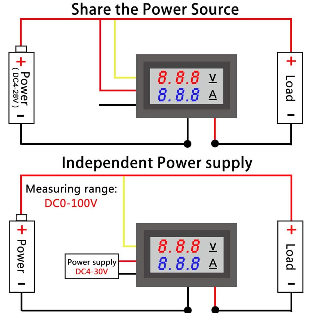 DC 100V 10A Voltmeter Ammeter LED Dual Volt Amp Meter Voltage Current Tester
