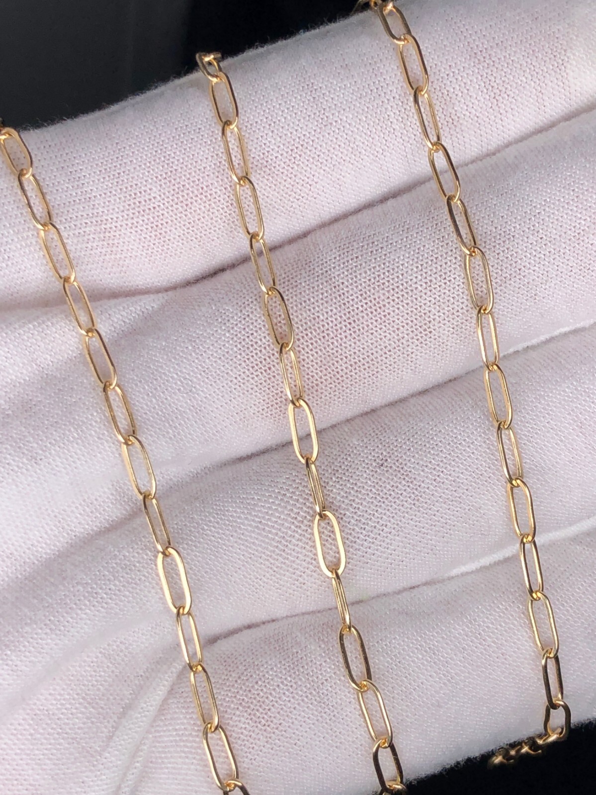 Real Genuine 1/20 14K Solid Yellow Gold Paperclip Chain Necklace 18 inch 2.4 mm