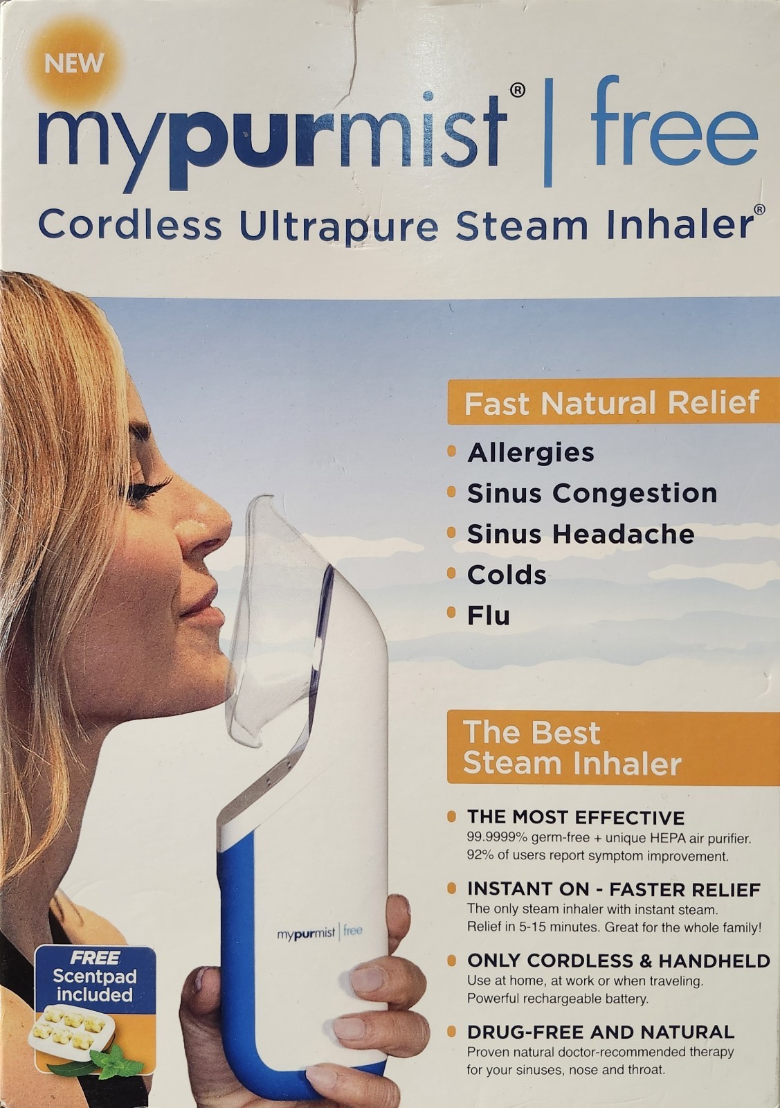 Mypurmist Free Ultrapure Handheld Personal Steam Inhaler (Cordless) - New