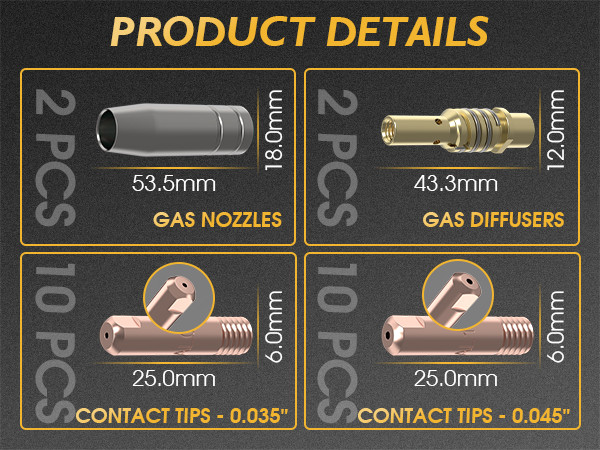 TOOLIOM 24Pcs Spool Gun Consumables Set for LBT150
