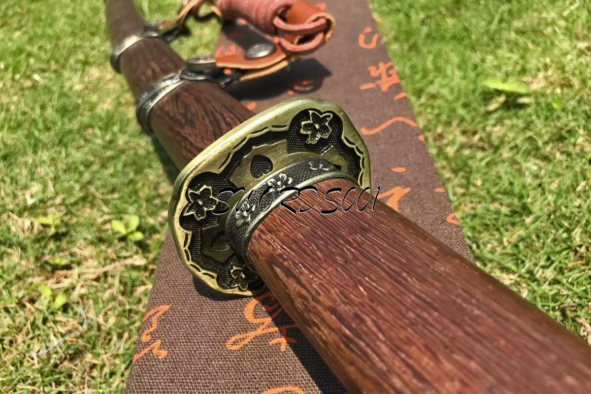 Japanese Gunto Military Saber Sakura Katana T10 Steel Rosewood Samurai Sword