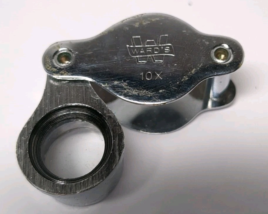 Beauty WARD'S 10x Jeweler Magnifier Loup -Made In Japan~Leather Case~VTG~RARE!