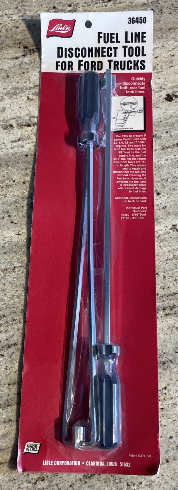 Lisle 15" Long FUEL Line Disconnect Tool Set Screwdriver Ford Truck 3/8" 5/16"