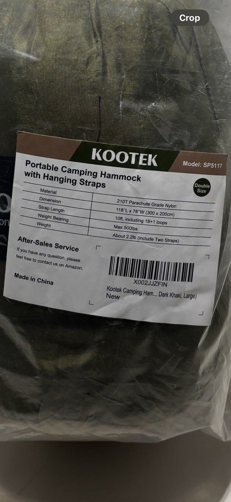 Kootek Double Camping Hammock Green 210T Nylon 118x78 Portable with Straps New