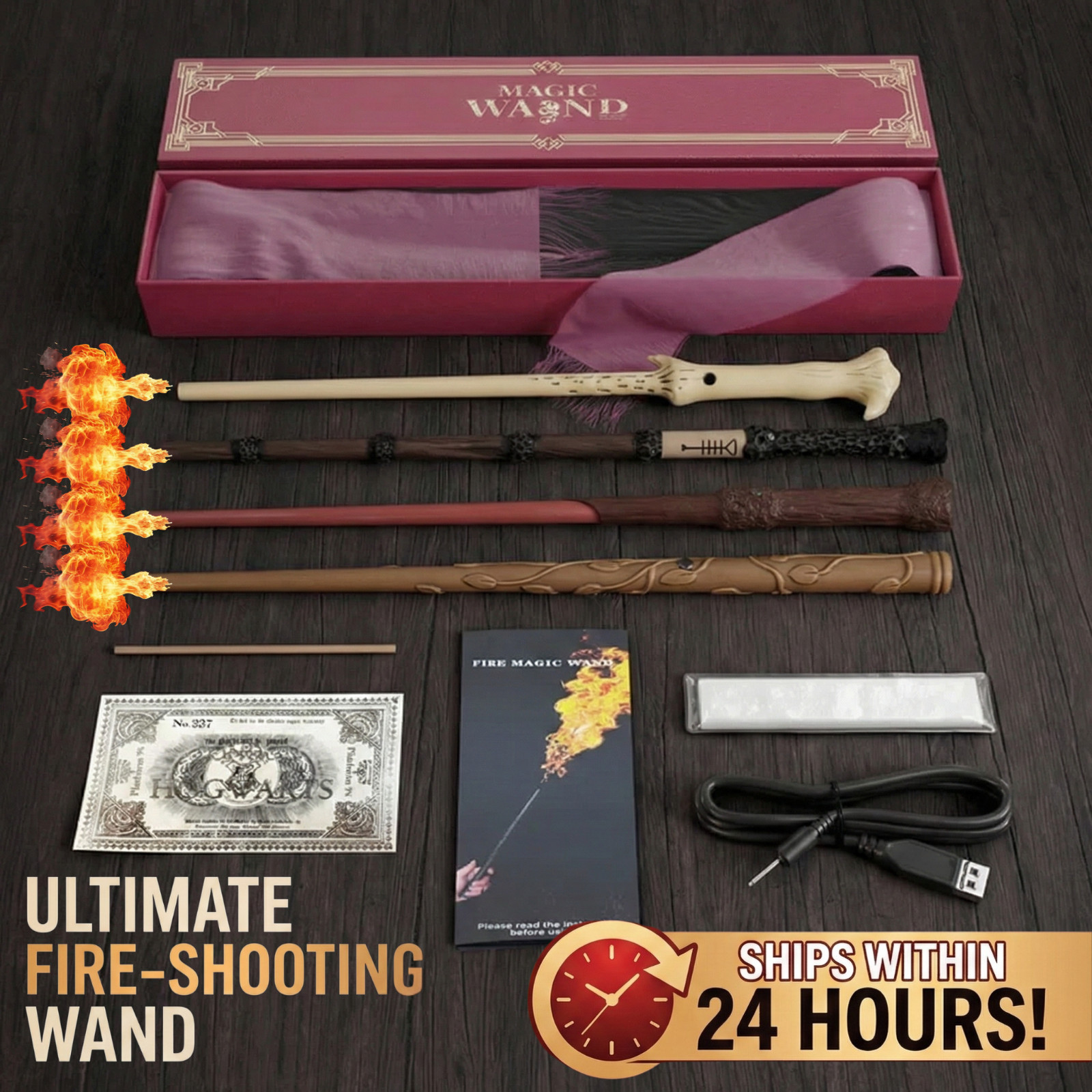 Incendio Magic Wand: Real Fireball Shooting Wizard Prop Premium Cosplay Gift boy