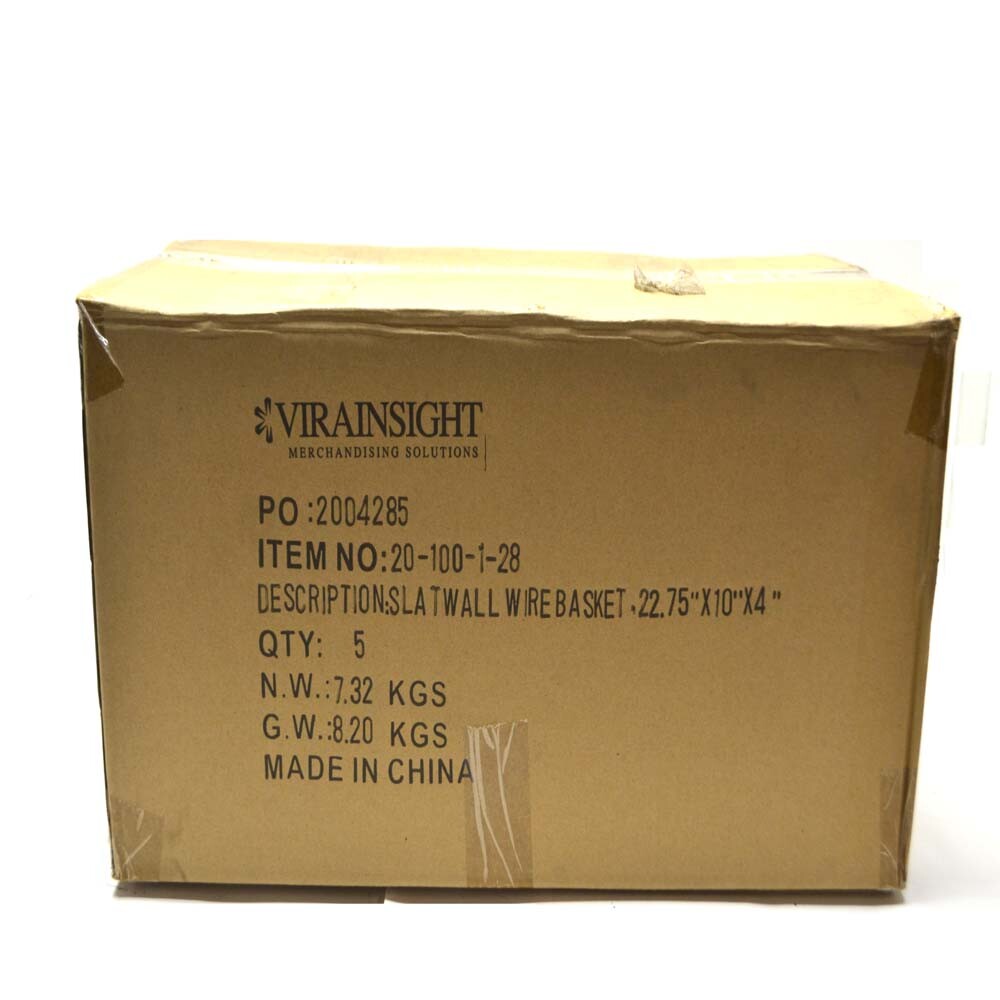 5Pc Slatwall Basket Wire Metal Steel Wall Mount Hanging Storage 23" x 10" x 4"