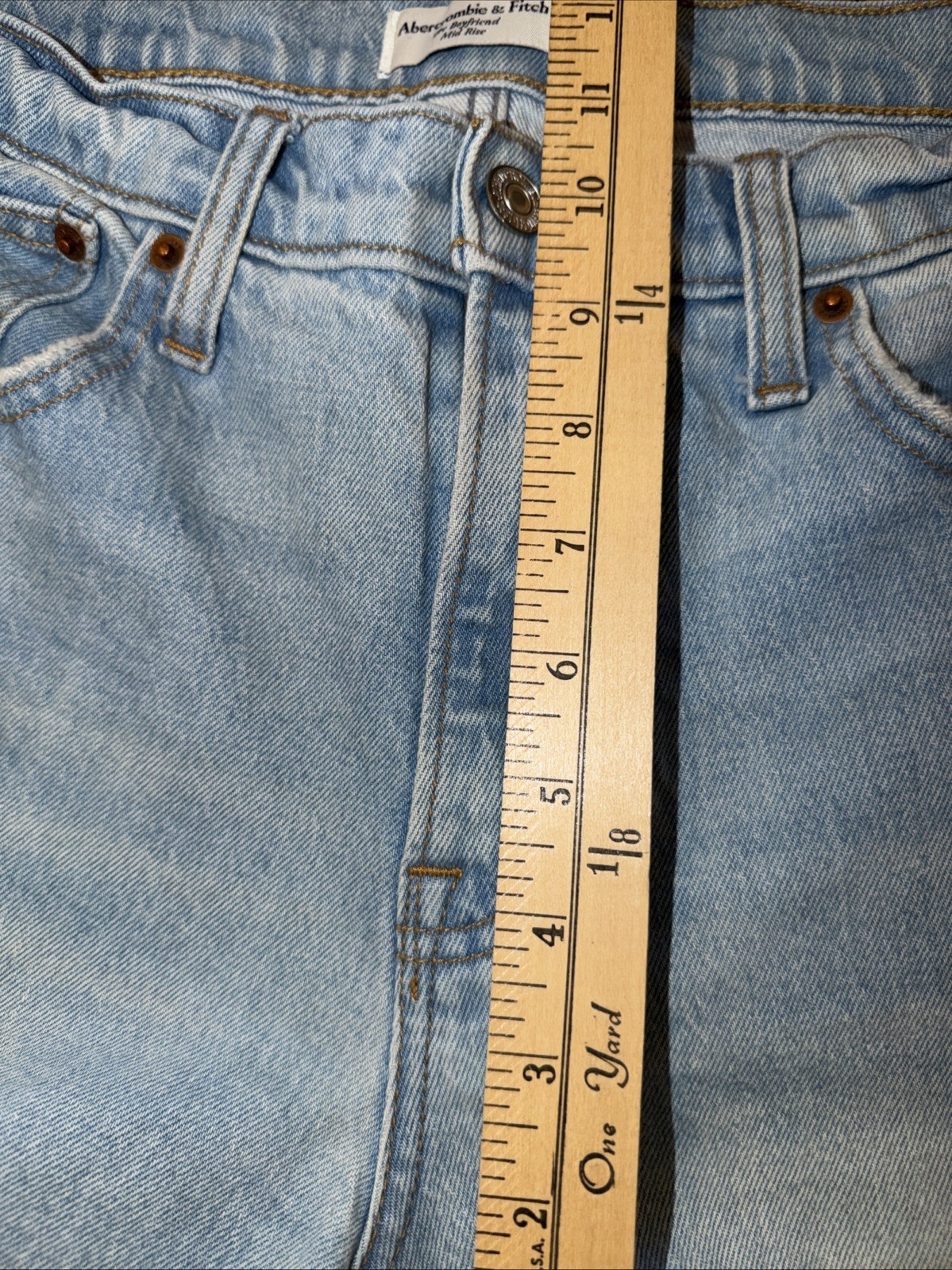 Abercrombie & Fitch The Boyfriend Mid Rise Distressed Blue Jeans Womens 29/8