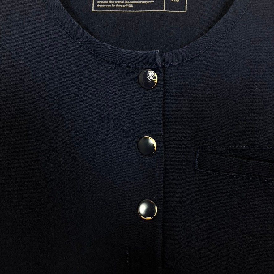 Figs Casma Three Pocket Scrub Top Size XS Navy Blue