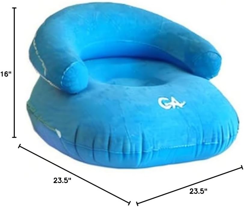 Inflatable Flocking Lounger Sofa Blue Portable Camping Relax Chair 23.5"x23.5...
