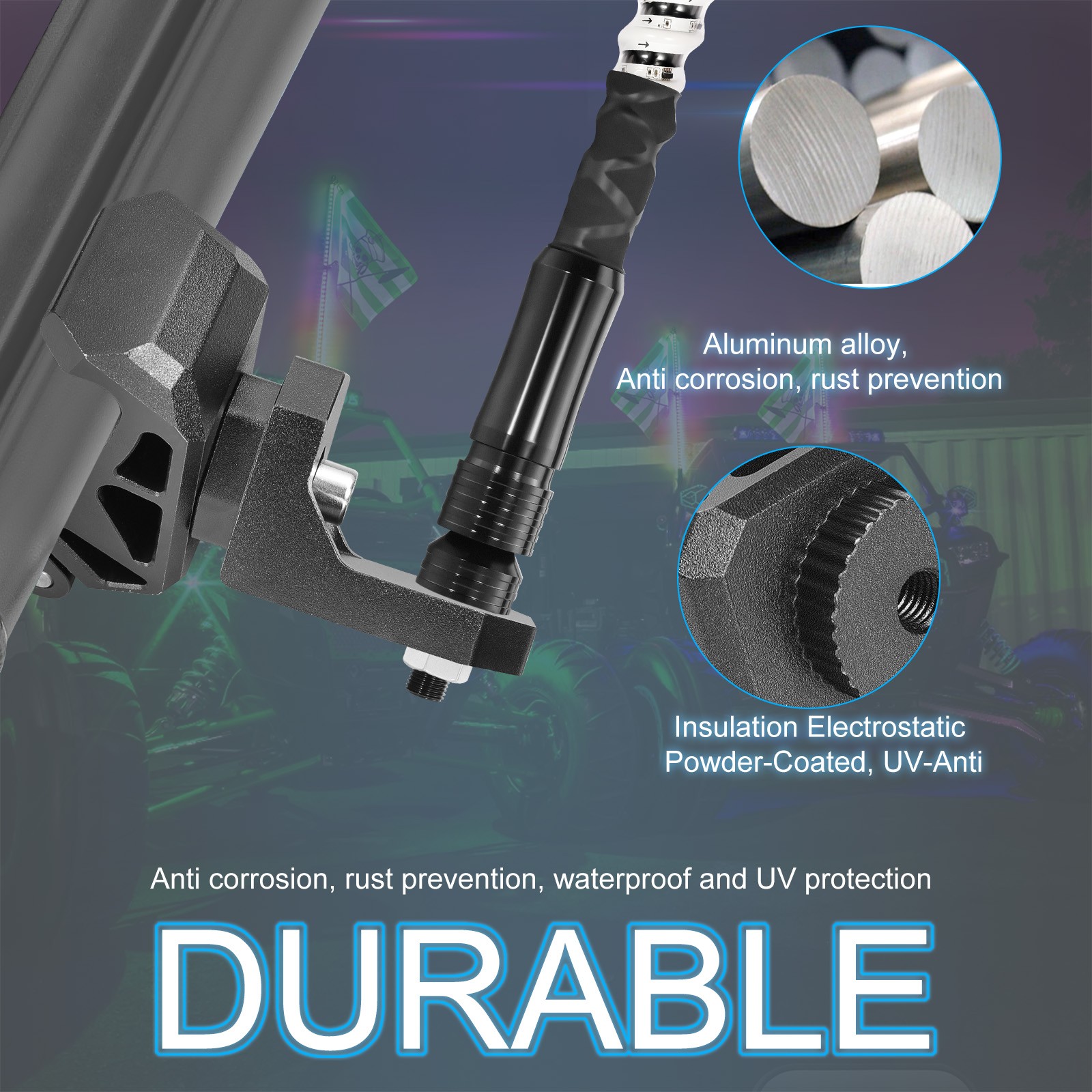 For Polaris Ranger CF-MOTO UTV LED Whip Light Mount Bracket Clamp Pro-fit Cage