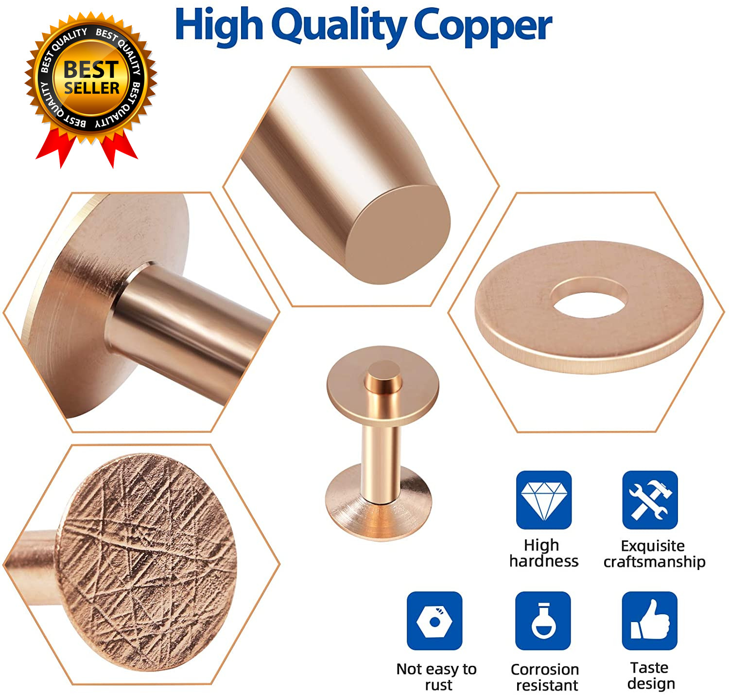 84Pcs Copper Rivets and Burrs #9 and #12 Burrs Setter Leather Rivets Fastener