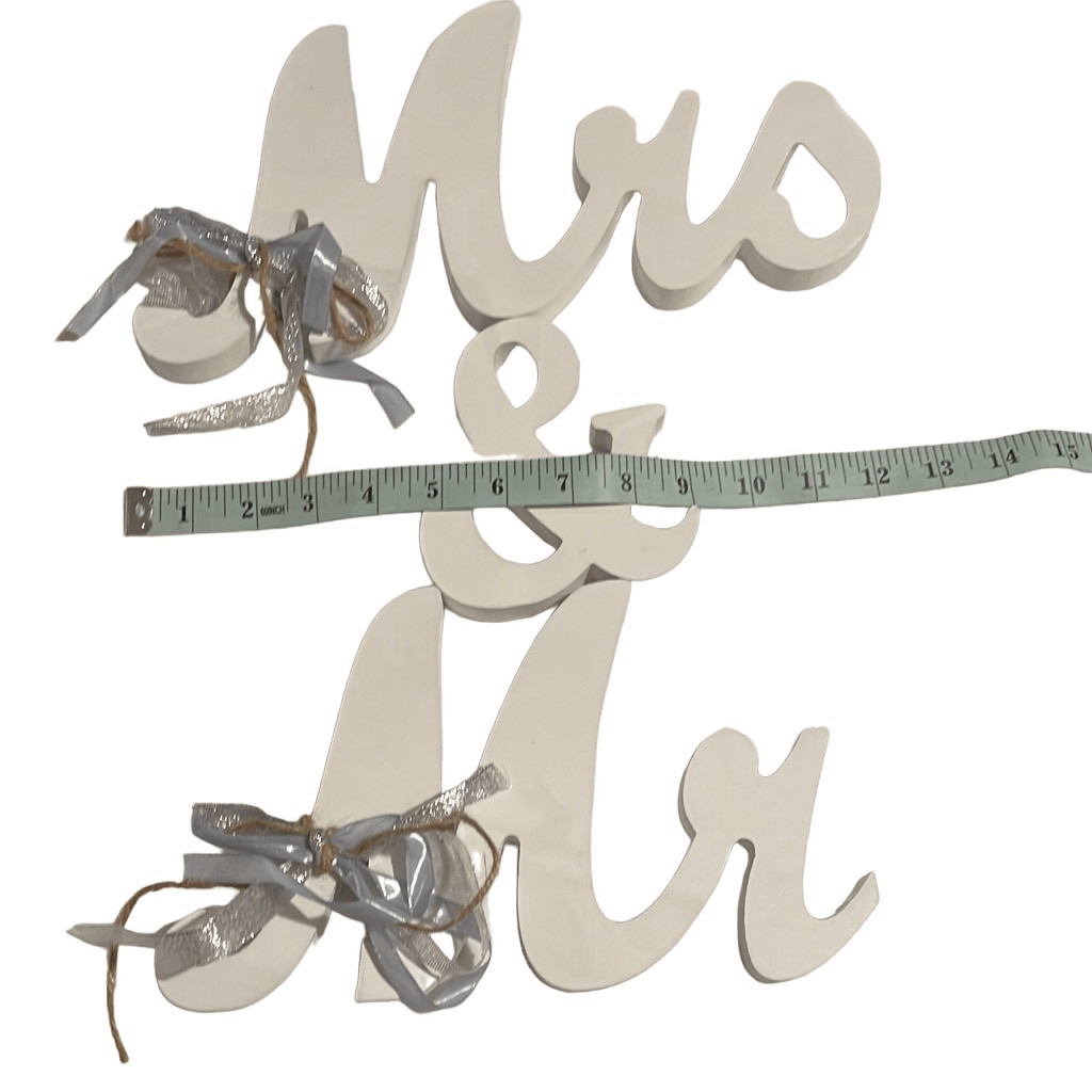 3 Piece Mr & Mrs Sign Wedding Decoration Letter Wooden Table Prop White