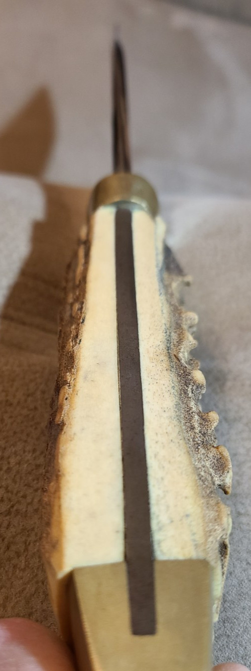 Large About 1 1/2 Pound Stag Bowie Indian Hunting Buffalo Scene Germany Chrome