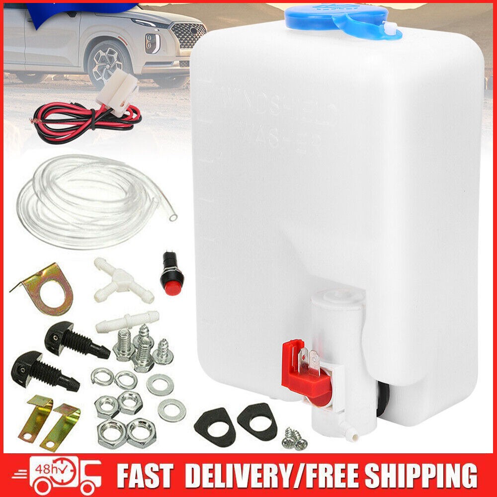 Universal Windshield Washer Pump Reservoir Kit Fluid Reservoir Tank Bottle C0D5