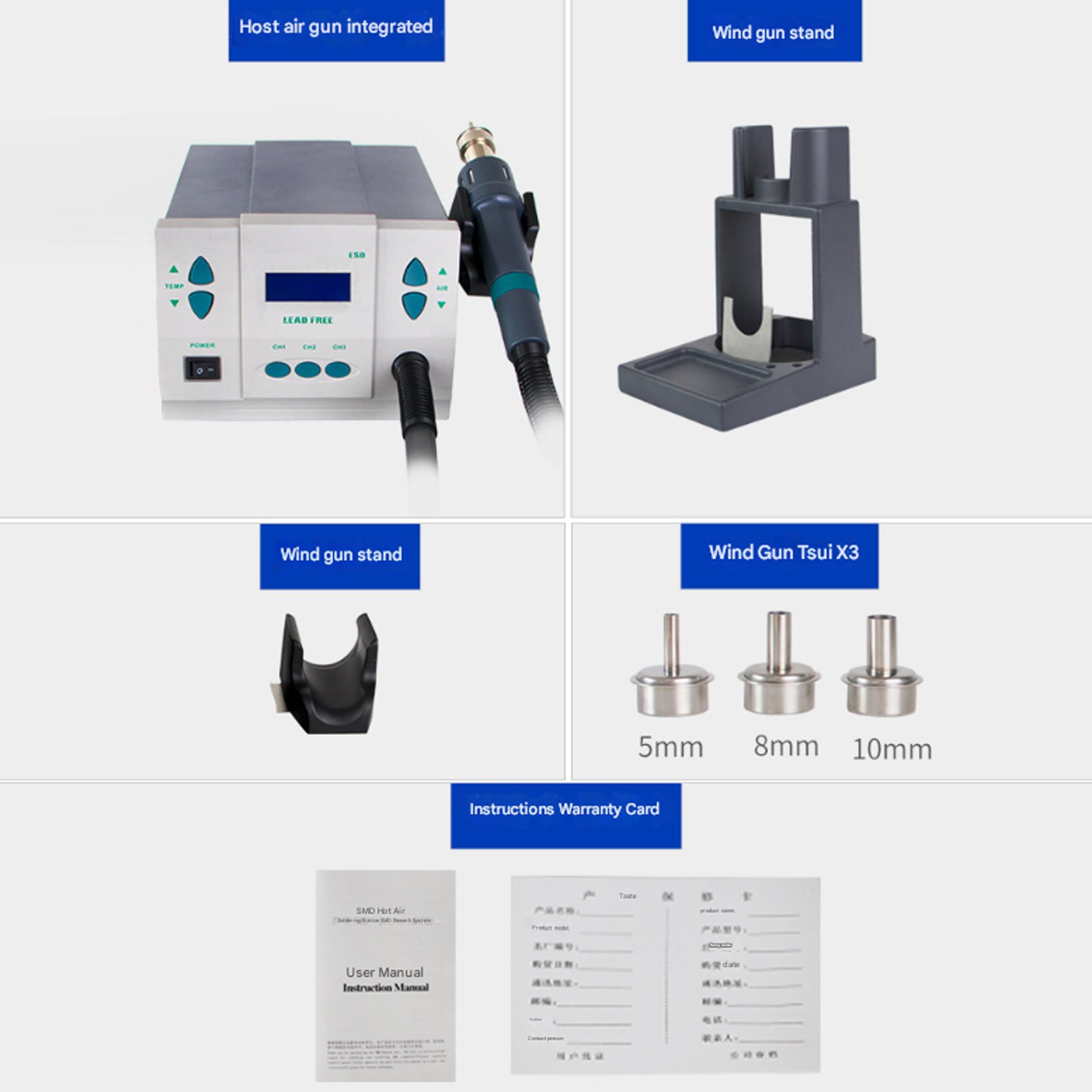 861DW Heat Gun Digital Display Station,Hot Air Rework Station Soldering 1000W