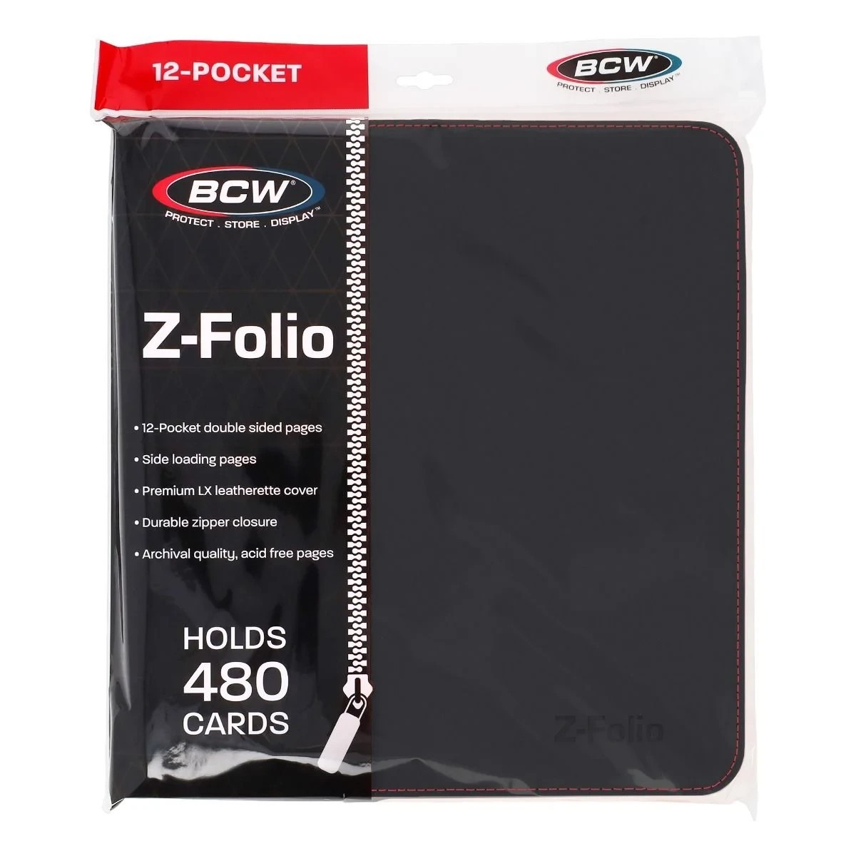 BCW Z-Folio 12-Pocket ZIPPER Album - Black - FREE SHIP