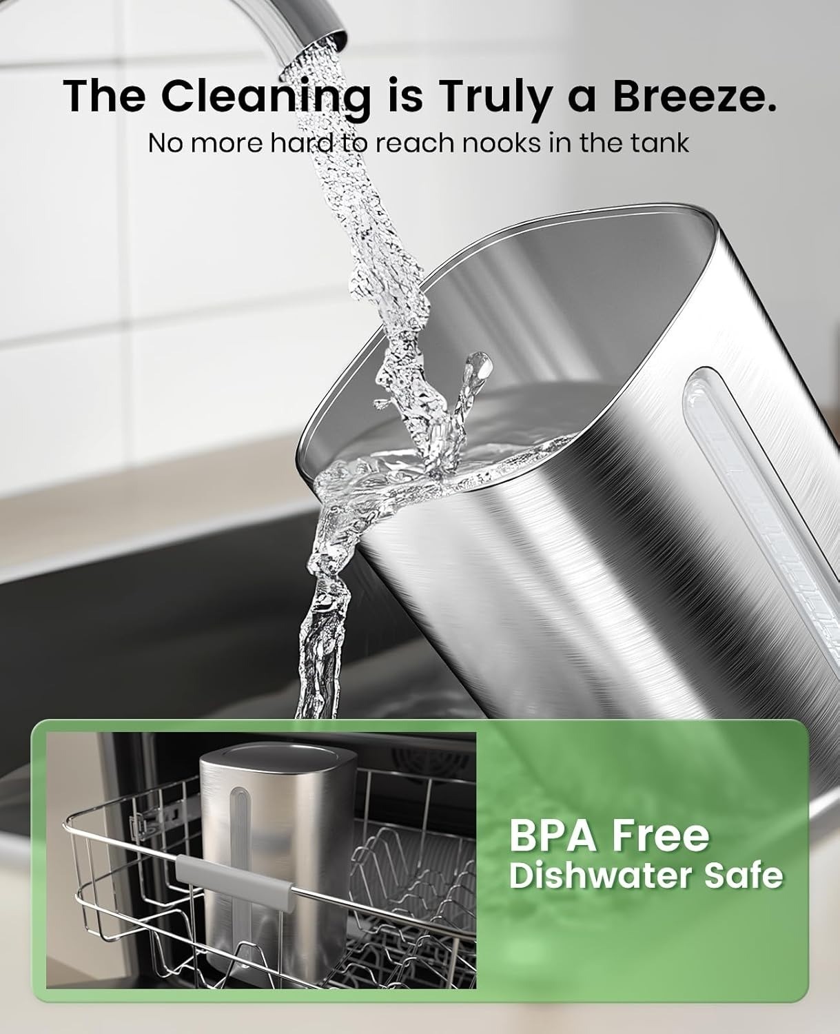 3.5L Ultrasonic Cool Mist Humidifier Stainless Steel, Dishwasher Safe, Quiet Bed