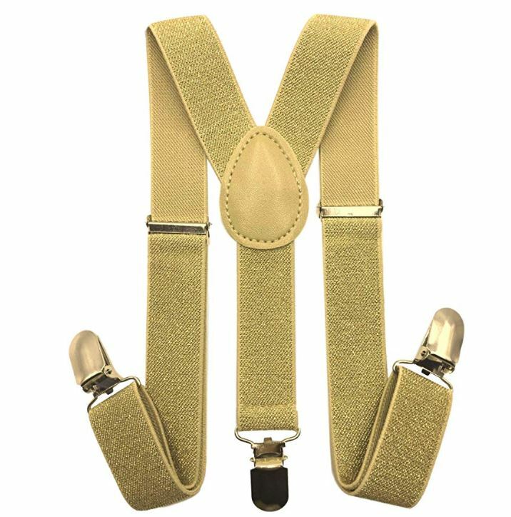 Metallic Gold toddler bow tie and suspenders set for baby, 5 to 6 years old boy