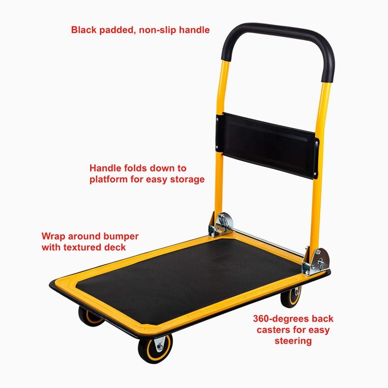 330 lb Platform Truck Hand Flatbed Cart Dolly Moving Push Heavy Duty Rolling