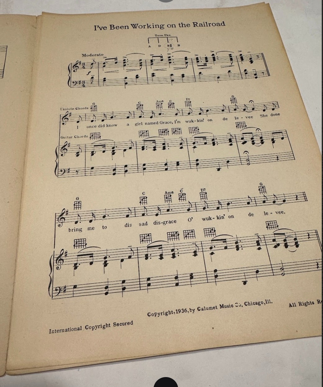 COOL! Sheet Music I've Been Working On The Railroad Calumet Music Co. 1936