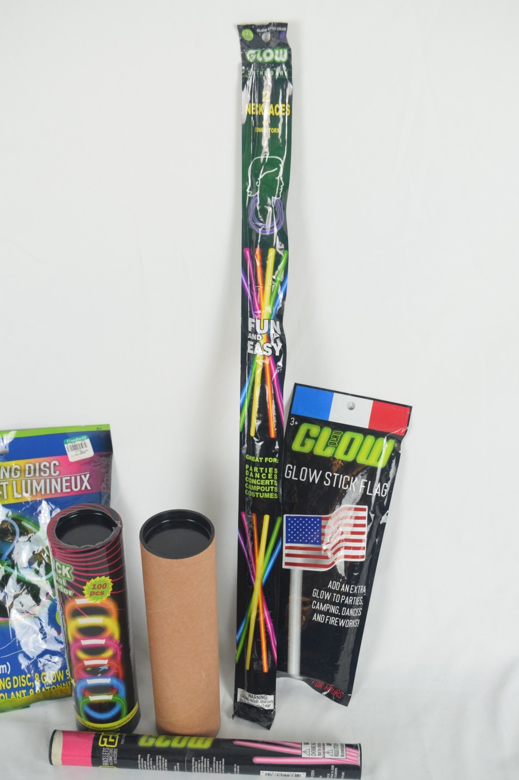 Glow Stick Lot 220+ Pieces Bracelets Necklaces Frisbee American Flag Party Pack