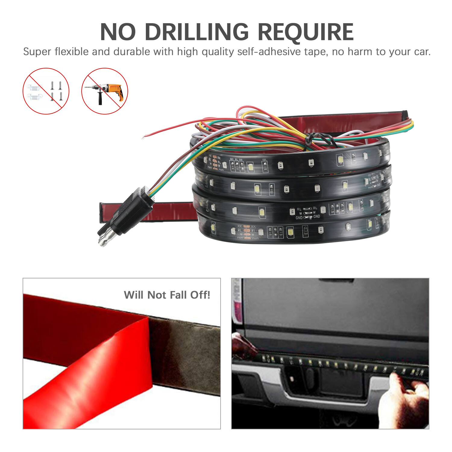 60" LED STRIP TAILGATE LIGHT BAR REVERSE BRAKE SIGNAL FOR CHEVY FORD DODGE TRUCK