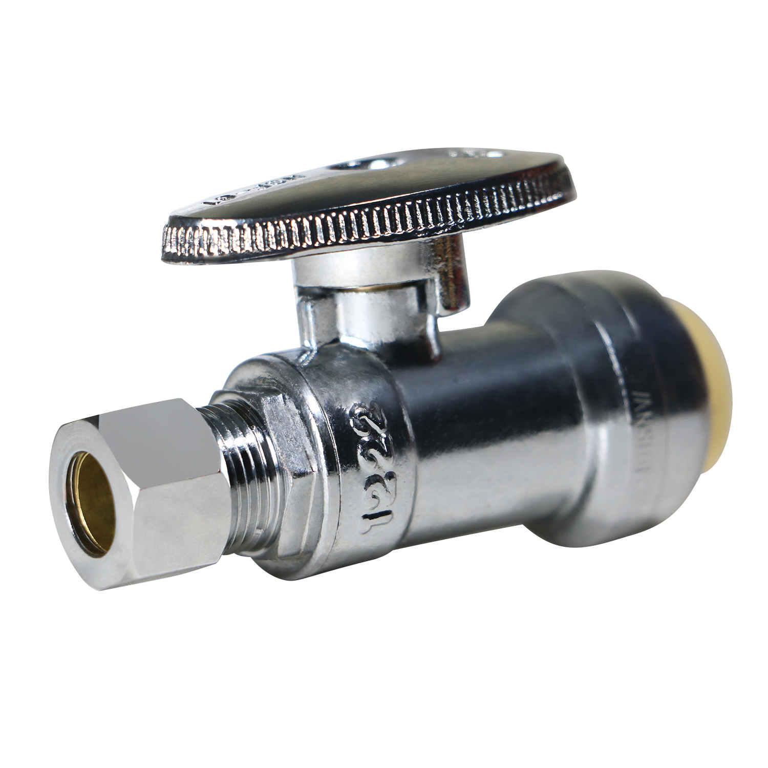 10 PCS. 1/2" PUSH FIT X 3/8" OD STRAIGHT STOP VALVE, 1/4 TURN