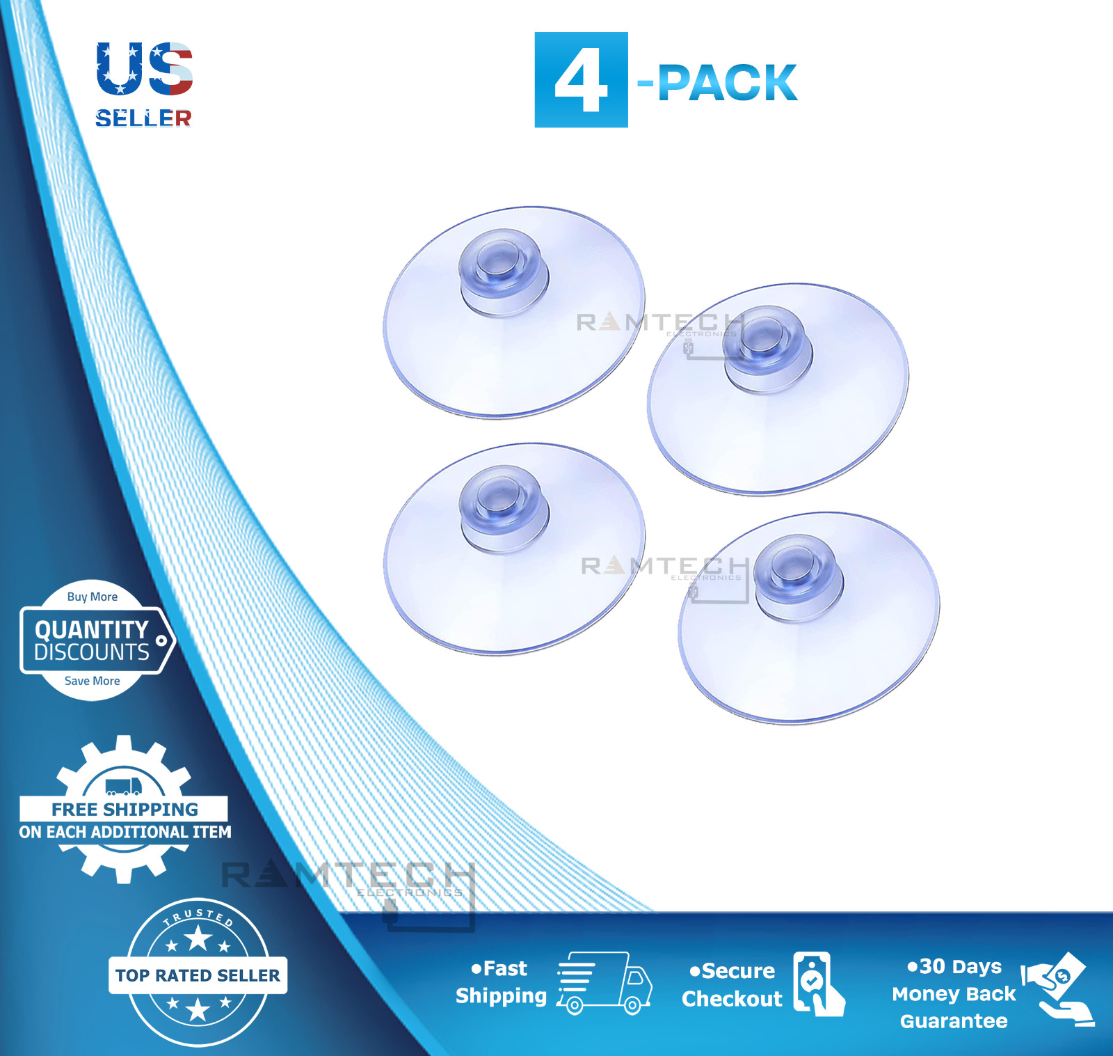 4-Pack Car Windshield Suction Cups Replacement for Florida SunPass Transponder