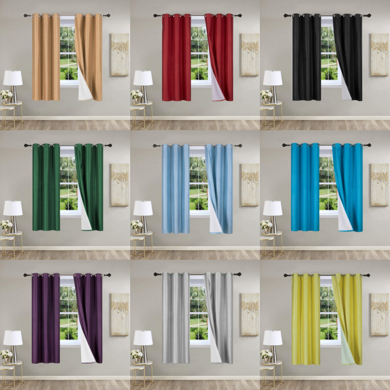 2PC Insulated Foam White Lined Blackout Grommet Window Curtain Panels KK92 new