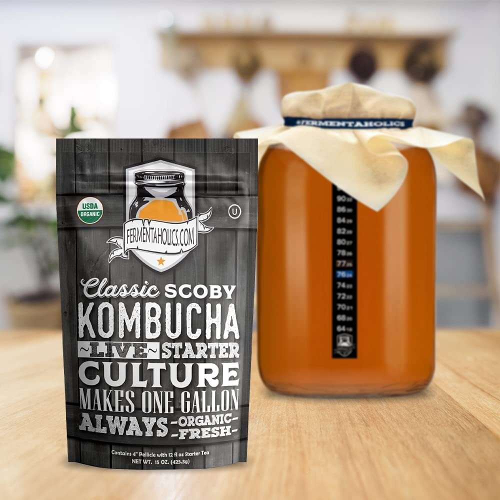 Kombucha Essentials Kit - ORGANIC SCOBY - Brew kombucha at Home
