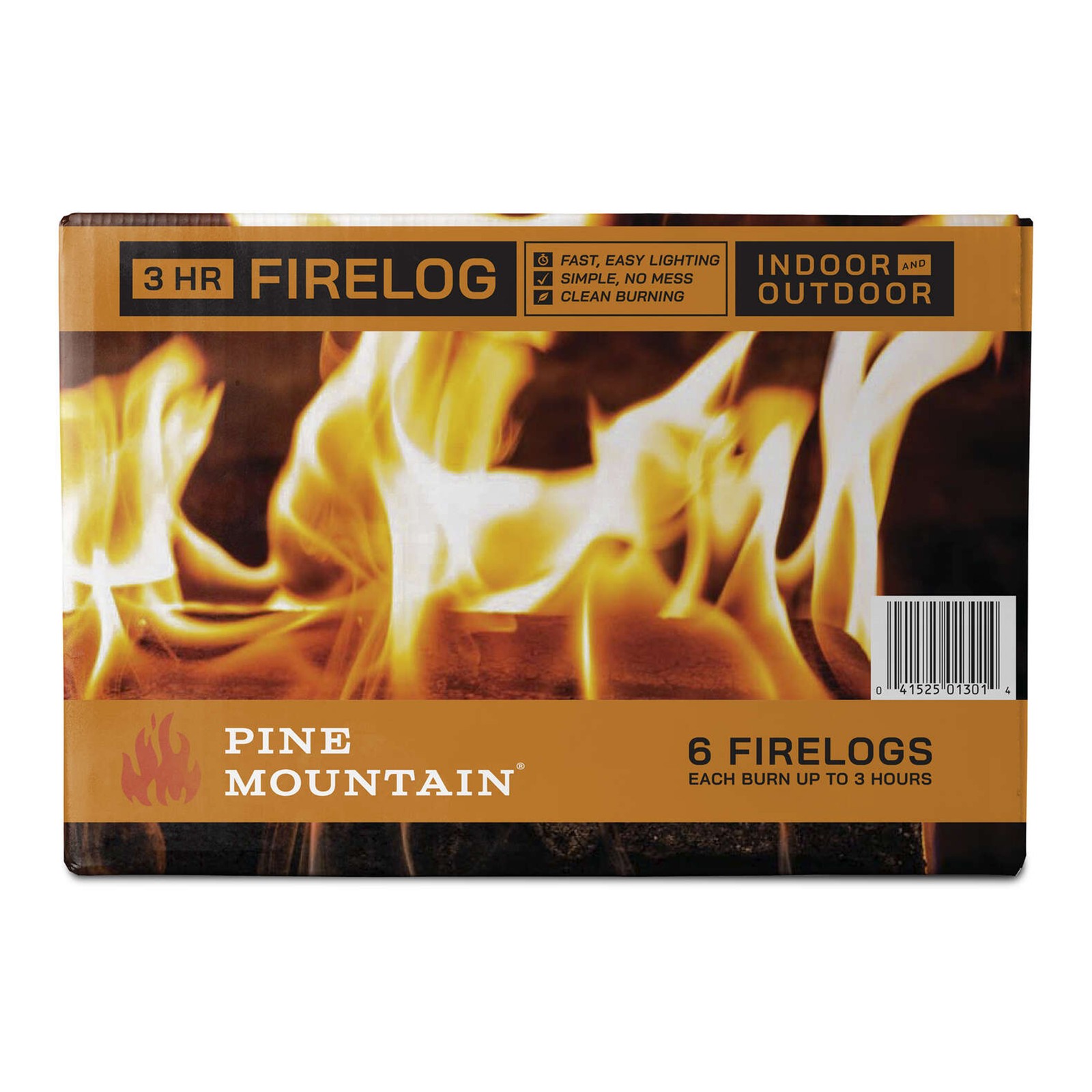 Pine Mountain Clean Burn Outdoor Pit Indoor Fireplace Starter Firelogs, 6 Pack