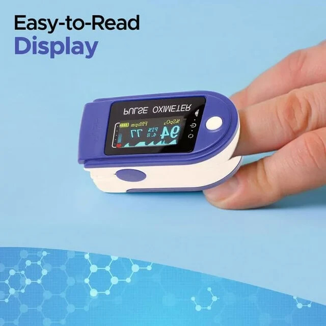 Finger Pulse Oximeter Blood Oxygen Sensor, SpO2, Monitor Heart Rate & More!-NEW!