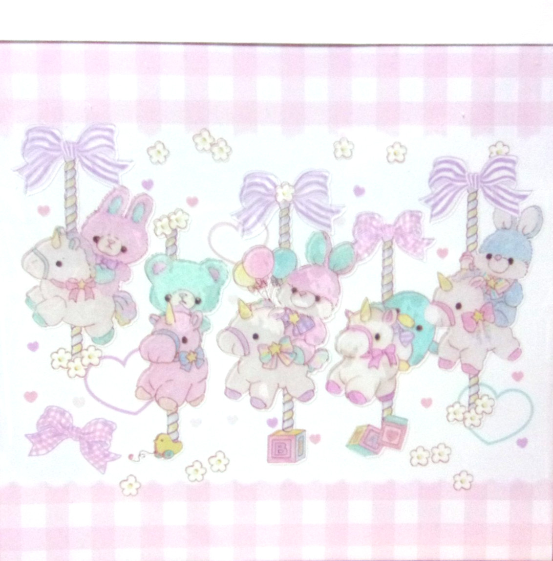 Humorlabo Amusement Park Rabbit Bear Square Memo Pad Made in Japan