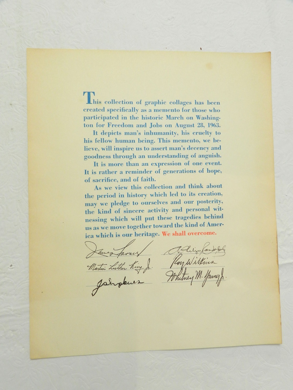 1963 March On Washington For Jobs.., "We Shall Overcome" Lo Monaco 5 Prints, VG