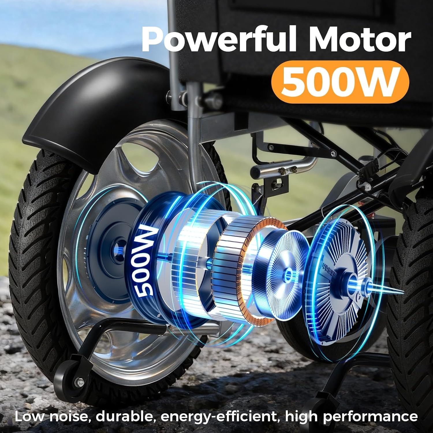 New Electric Wheelchair 15 Miles Long Travel Range, 500W Dual Motors