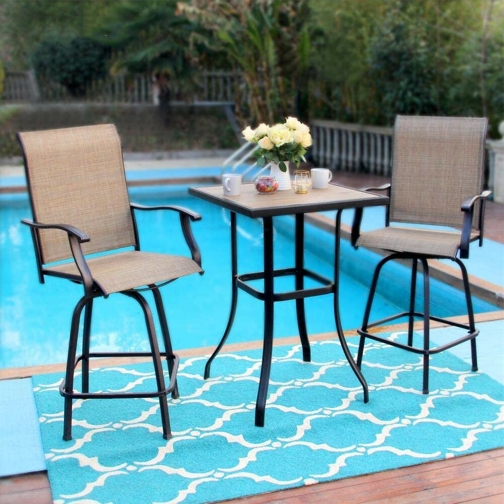 Outdoor Patio Chairs Set of 2 Swivel Bar Stools Bar Height Bistro Barstools