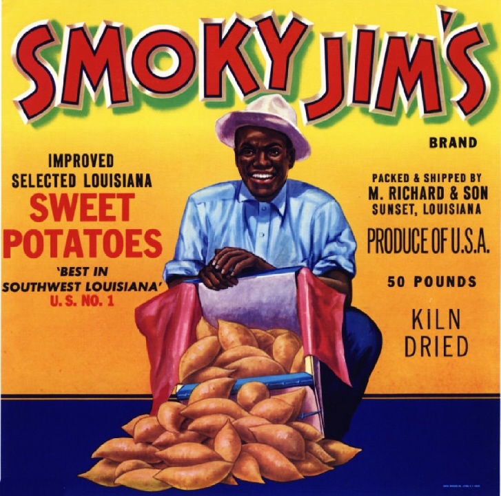 Sunset Louisiana Smoky Jim's Yams Yam Sweet Potato Vegetable Crate Label Print