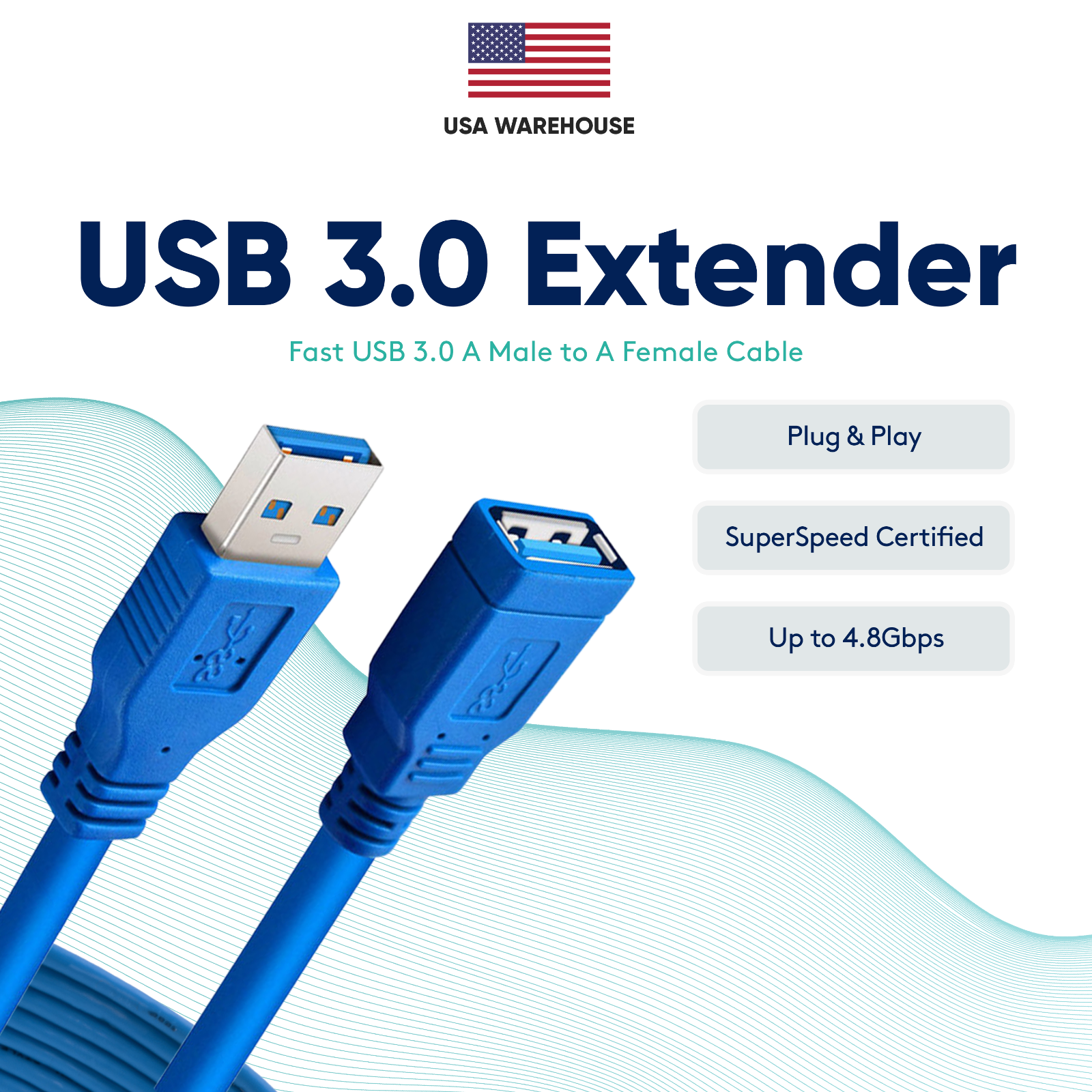 LOT USB 2.0 3.0 Extension Extender Cable Cord A Male to Female 1-16FT HIGH SPEED