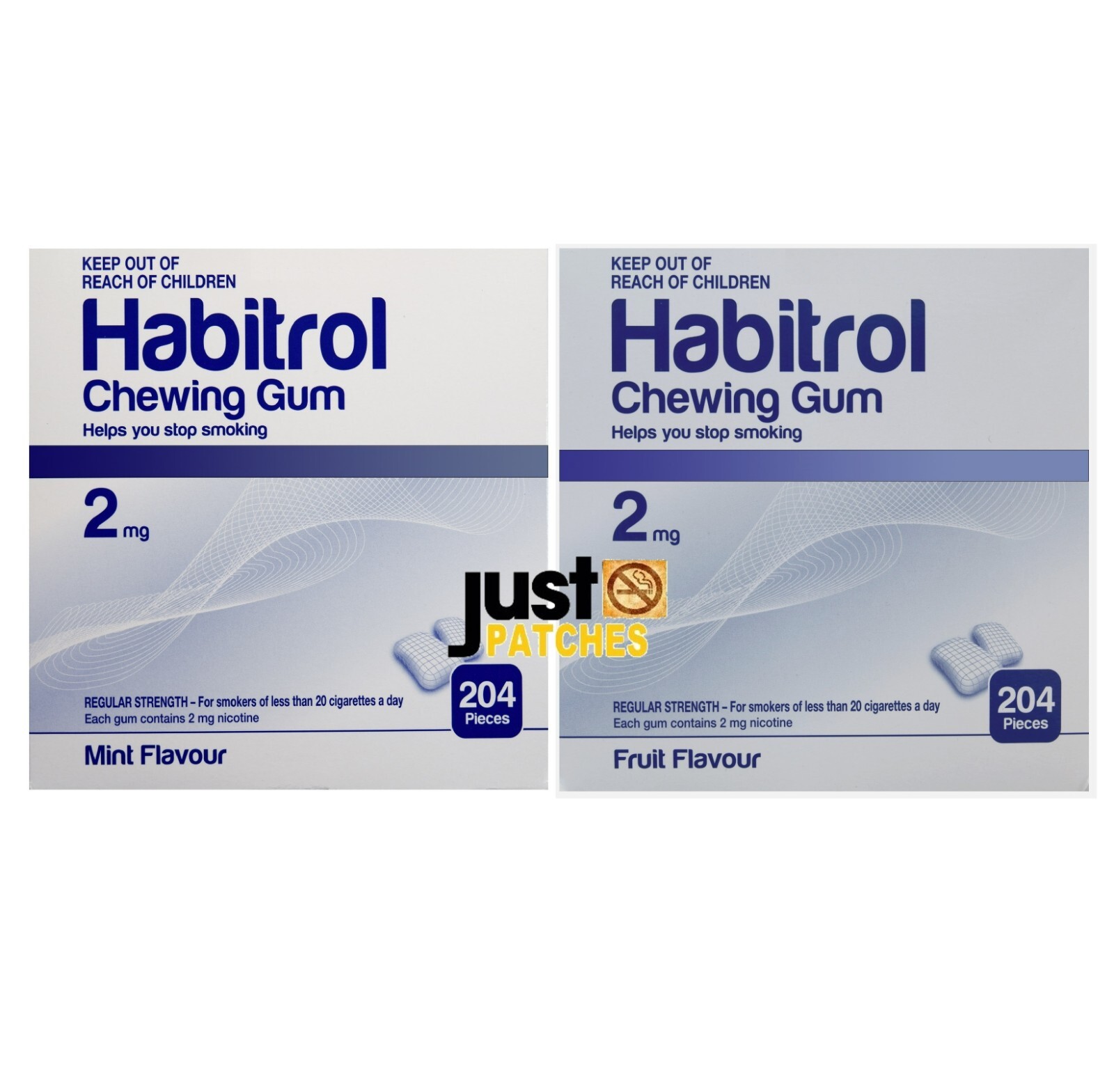 Habitrol Nicotine Gum 2 mg MINT & FRUIT combo (1632 pieces, 8 boxes) NEW 11/2027