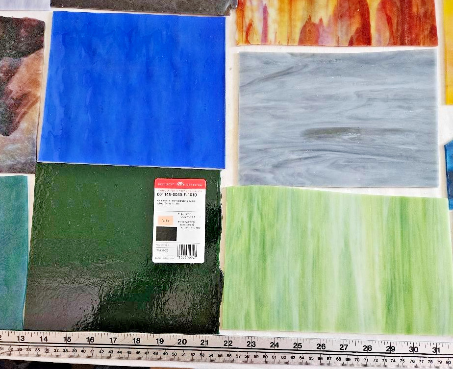 10 & 1/4 Pounds of Assorted Multicolor Stained-Glass Large Scraps/Sheets