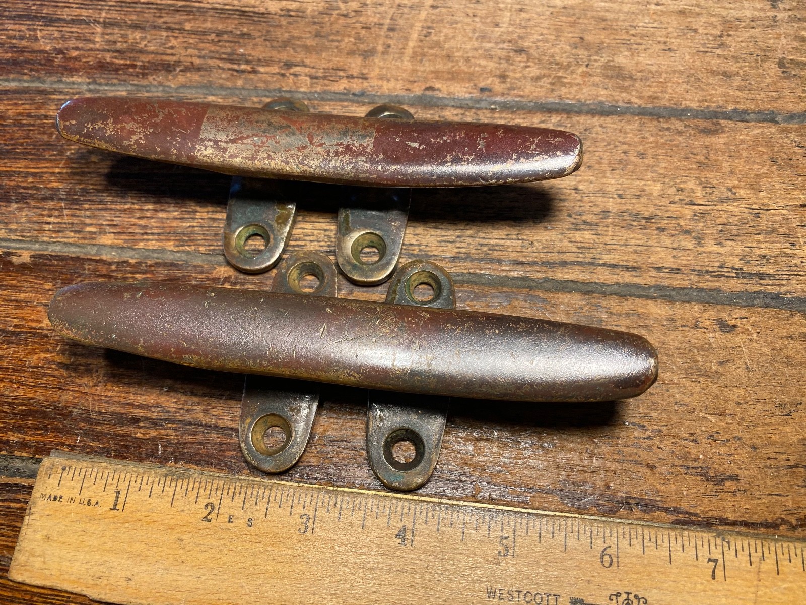PAIR OF VINTAGE CAST **SOLID** BRONZE 6" CLEATS
