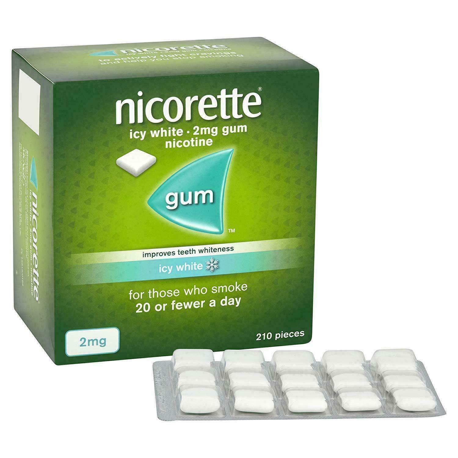 Nicorette Icy White Gum 2mg 210 Pieces  " SHIPS SUPER FAST FROM USA"